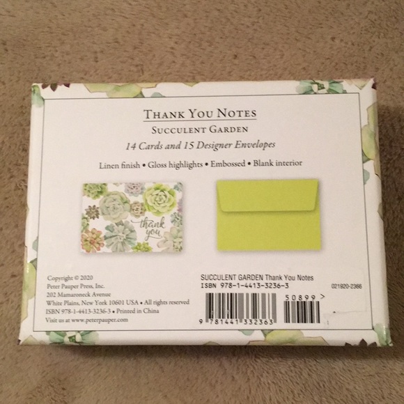 Succulent Garden Thank You Notes Boxed Set 14 NWT - Picture 6 of 11
